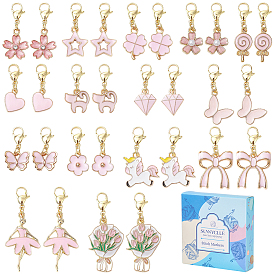 30Шт подвесные украшения из сплава эмали, 304 подвески-застежки-лобстеры из нержавеющей стали для украшений сумок, разнообразные, с 1кольцами-подвесками из латуни для бокалов из поликарбоната