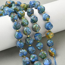 Синтетических нитей бирюзовые бусы, с бисером, граненые, твист, окрашенные