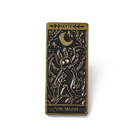 The Moon with Oblong Tarot Card Enamel Pin, Brass Brooch for Backpack Clothes