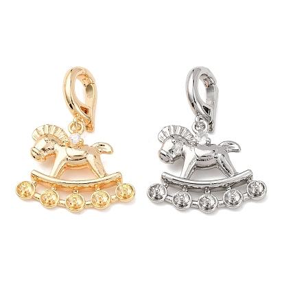 Латунный микро-паве кубический цирконий, конек, за половину пробурено бисера, стойки покрытие, долговечный