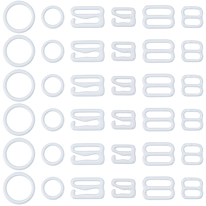 300Pcs 6 Styles Iron Underwear Strap Buckles, Bra Slider Hooks