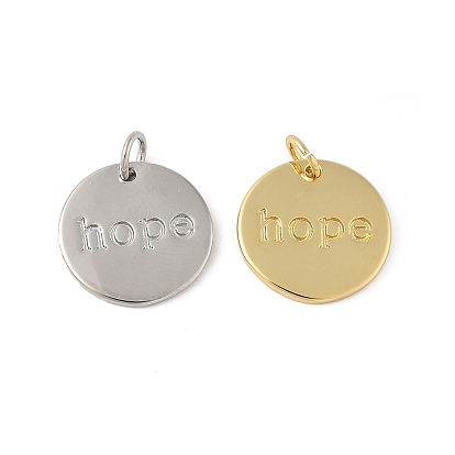 Латунные подвески, плоский круг с талисманами надежды, с целью перехода в кольце, долговечный, стойки покрытие, без свинца и без кадмия