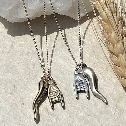 304 ожерелья с подвесками из нержавеющей стали и итальянского рога