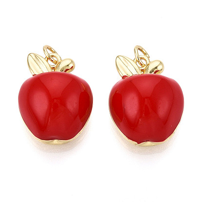 Латунь эмаль подвески, яблочные прелести, с целью перехода в кольце, без кадмия, без никеля и без свинца, реальный 18 k позолоченный