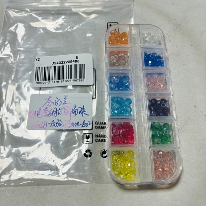 180 pcs 12 couleurs galvanoplastie perles de verre brins, de couleur plaquée ab , facette, rondelle