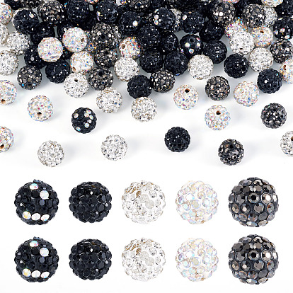 100шт 5 стили полимерная глина стразы бусины, класс А, круглые, pave disco бусины