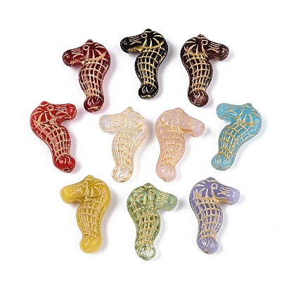 Стеклянные бусины в виде морского конька, золотой металл обвитыми