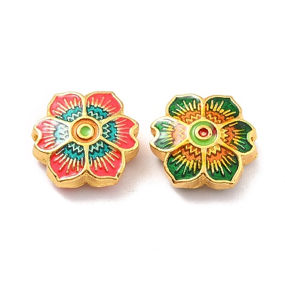 Des perles d'émail en alliage, perles imitation cloisonné, or et de lumière, fleur