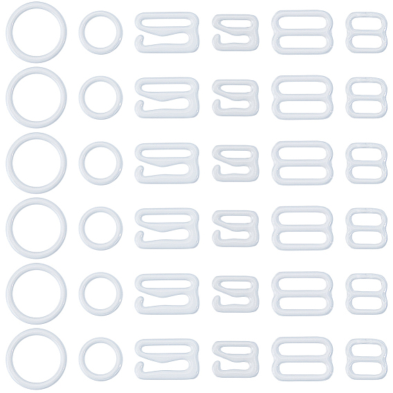 300Pcs 6 Styles Iron Underwear Strap Buckles, Bra Slider Hooks