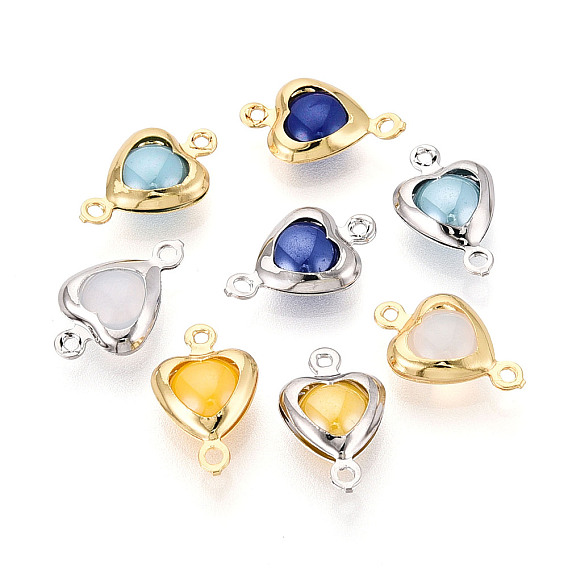 Подвески из латуни, сердечные ссылки, с фарфором, долговечный, без никеля 