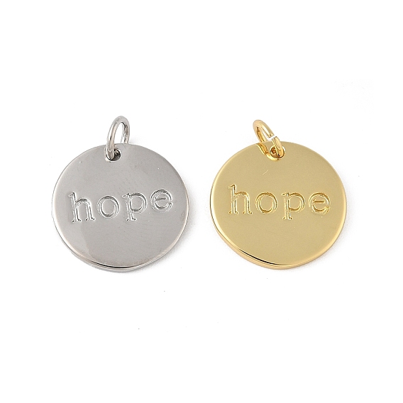 Латунные подвески, плоский круг с талисманами надежды, с целью перехода в кольце, долговечный, стойки покрытие, без свинца и без кадмия