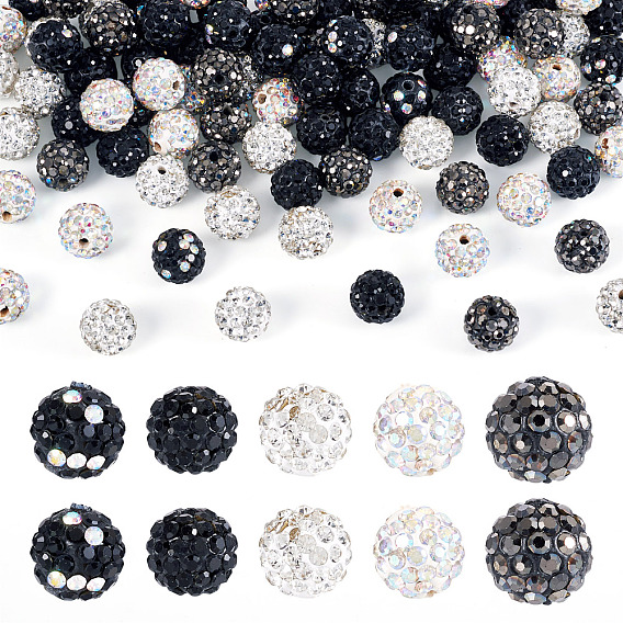 100шт 5 стили полимерная глина стразы бусины, класс А, круглые, pave disco бусины