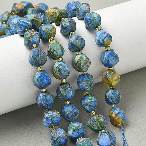 Синтетических нитей бирюзовые бусы, с бисером, граненые, твист, окрашенные