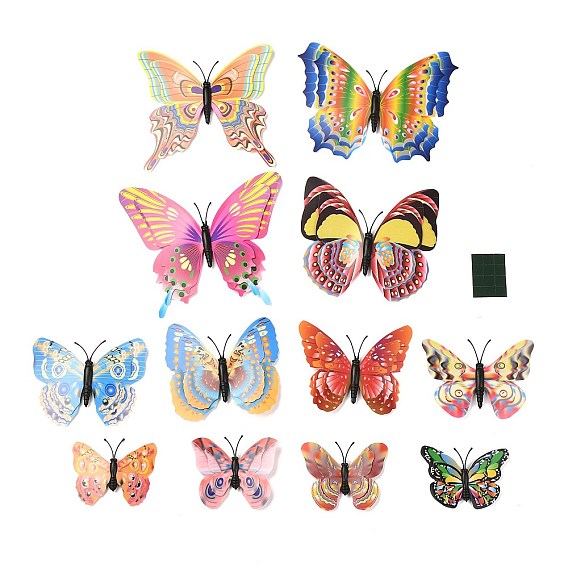 3 d pegatinas de pared de plástico, con cinta adhesiva, para la decoración de la pared del dormitorio de la sala de estar del hogar, mariposa