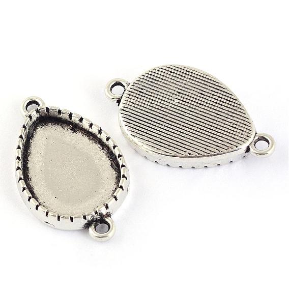 Tibetan Style Alloy Link Cabochon Settings, Cadmium Free & Lead Free, Drop