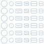 300Pcs 6 Styles Iron Underwear Strap Buckles, Bra Slider Hooks