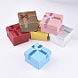 Cardboard Ring Boxes, with Yarn Bowknot and Sponge Inside, Square