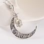 Moon with Buddha Head Tibetan Style Alloy Pendants, 41x30x1.5mm, Hole: 5mm
