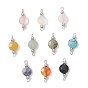 10 шт. 10 стили смешанные драгоценные камни ограненные плоские круглые соединительные подвески, с 304 петлями из нержавеющей стали