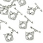SHEGRACE Bras Micro Pave Clear Cubic Zirconia Toggle Clasps, Rhombus, Cadmium Free & Lead Free & Nickel Free