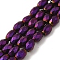Electroplated Strong Magnetic Synthetic Hematite Beads Strands, Long-Lasting Plated, Faceted Oval