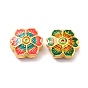 Legierung Emaille-Perlen, imitation Cloisonne Perlen, Licht Gold, Blume