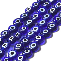 Handmade Evil Eye Lampwork Flat Round Bead Strands