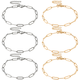 10 шт. 2 цвета 304 Браслеты-цепочки из нержавеющей стали в виде скрепки, унисекс