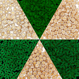 648pcs 3 styles Luminous Acrylic Beads, Metal Enlaced, Horizontal Hole, Flat Round with Mixed Pattern