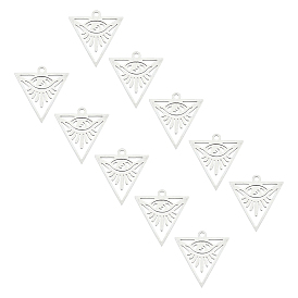201 Stainless Steel Pendants, Filigree Joiners Findings, Laser Cut, Triangle with Eye, All Seeing Eye