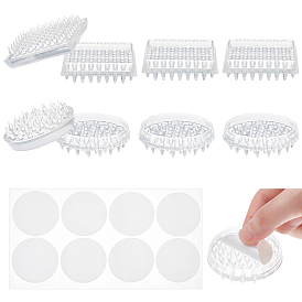 BENECREAT 16Pcs 2 Style Transparent Plastic Antislip Furniture Foot Pads, with 16Pcs PE Thin Film Sticker