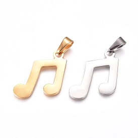 304 Stainless Steel Pendants, Musical Note