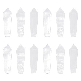 12шт. натуральные кварцевые хрустальные бусины с острыми краями, бусины из горного хрусталя, пуля, неочищенные / без отверстий