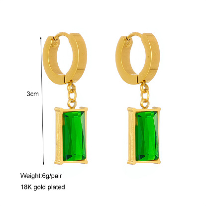 Retro Titanium Green Diamond Lock Collar Earrings Set