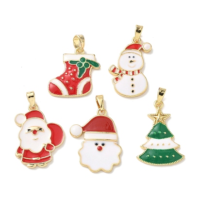 Рождественские латунные эмалевые подвески, золотые