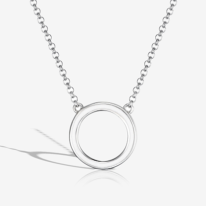 925 Colliers pendentifs géométriques en argent sterling et émail blanc, Plaqué rhodium