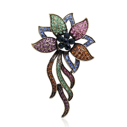 Alloy Rhinestone Brooch, Flower