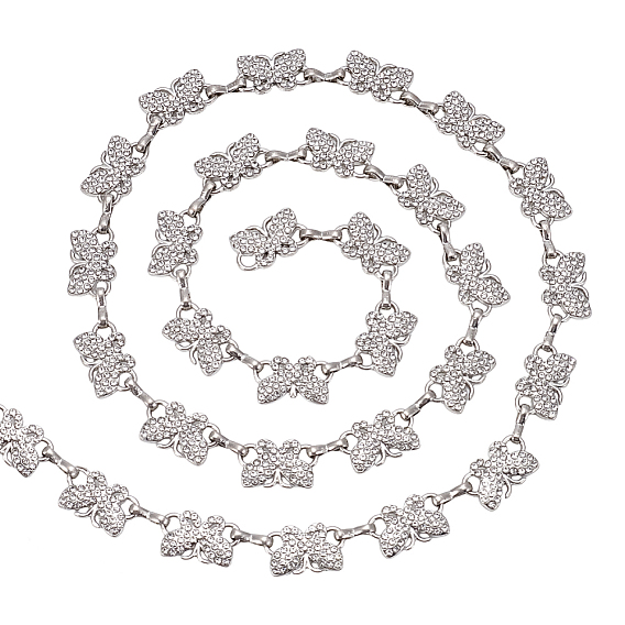 1 Цепочки из сплава поликарбоната, стекла, кристаллов, стразов и звеньев в форме бабочки, несварные