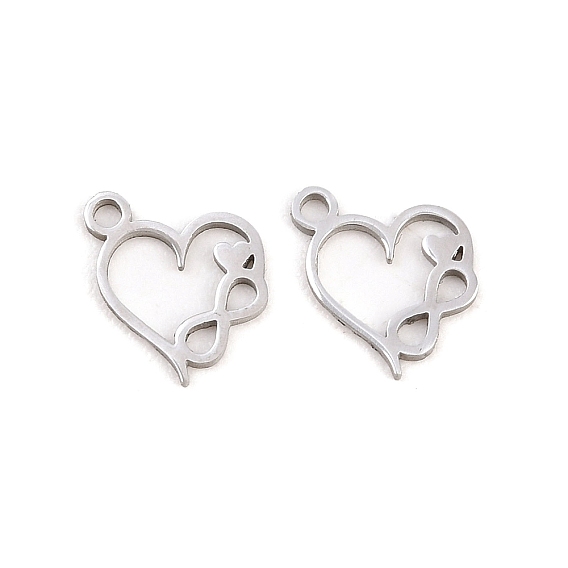 Valentine's Day 304 Stainless Steel Charms, Infinity Heart Charms