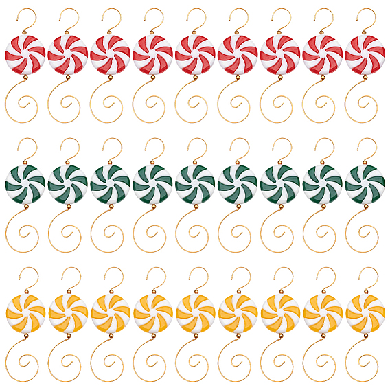 30шт 3 цвета непрозрачные акриловые бусины с железными крючками для украшения, S-образные рождественские крючки для вешалок для сладостей, для домашнего декора вечеринки