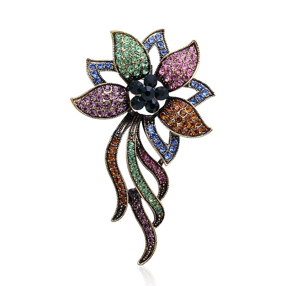 Alloy Rhinestone Brooch, Flower