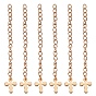 304 Stainless Steel Chain Extender, Curb Chain, with Charms, Cross