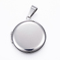 Tarnish Resistant 304 Stainless Steel Locket Pendants, Photo Frame Charms for Necklaces, Flat Round