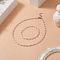 Bead Stretch Bracelets and Beaded Necklace Sets for Women, with Glass Twisted Bugle & ABS Plastic Imitation Pearl Beads