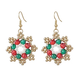 Серьги-подвески в форме снежинки из латунных стеклянных бусин