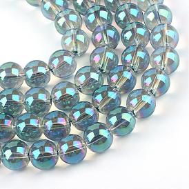 Electroplate Glass Beads Strands, Round, 5.5x6~6.5mm, Hole: 1mm, about 136pcs/strand, 29.1 inch