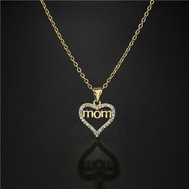 Gold Plated Heart Letter Mom Pendant Necklace - Perfect Mother's Day Gift!