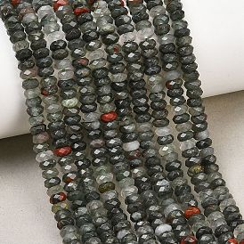 Natural African Bloodstone Beads Strands, Faceted Rondelle