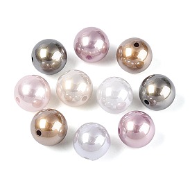 Гальванизированные бусины из АБС-пластика с имитацией жемчуга круглой формы