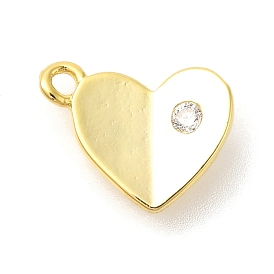 Rack Plating Brass Micro Pave Cubic Zirconia Charms, Long-Lasting Plated, Lead Free & Cadmium Free, Heart